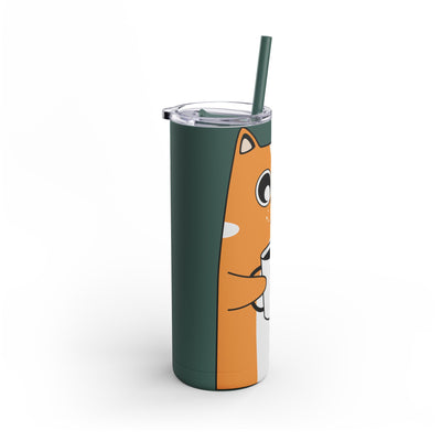 Cute Cat-Themed 20oz Skinny Tumbler for Coffee Lovers - Roses