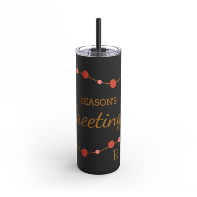 Personalized Season's Greetings Tumbler - 20oz Skinny Matte Drinkware - Roses