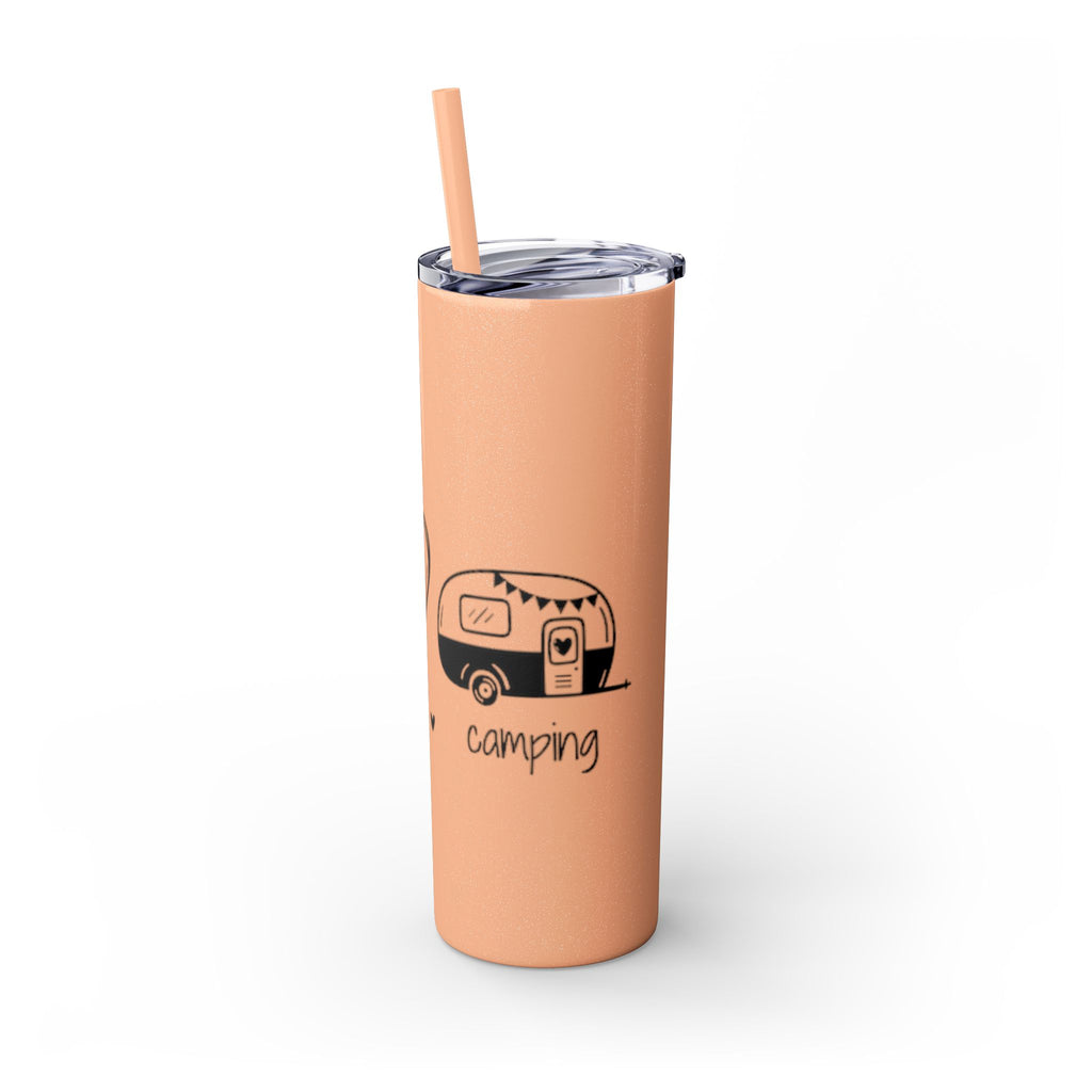 Peace & Love Skinny Tumbler with Straw, 20oz - Stylish Travel Mug for Water, Juice, and Smoothies