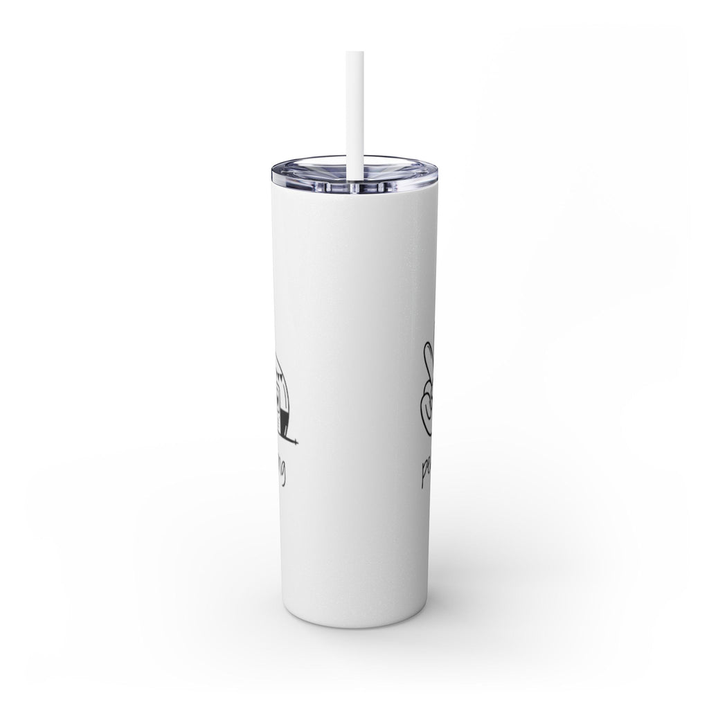 Peace & Love Skinny Tumbler with Straw, 20oz - Stylish Travel Mug for Water, Juice, and Smoothies - Roses