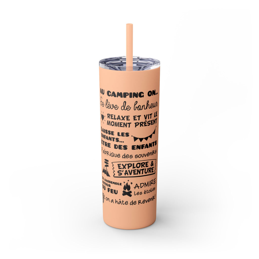 Adventure Camping Skinny Tumbler with Straw – 20oz Insulated Travel Cup for Outdoor Enthusiasts - Roses