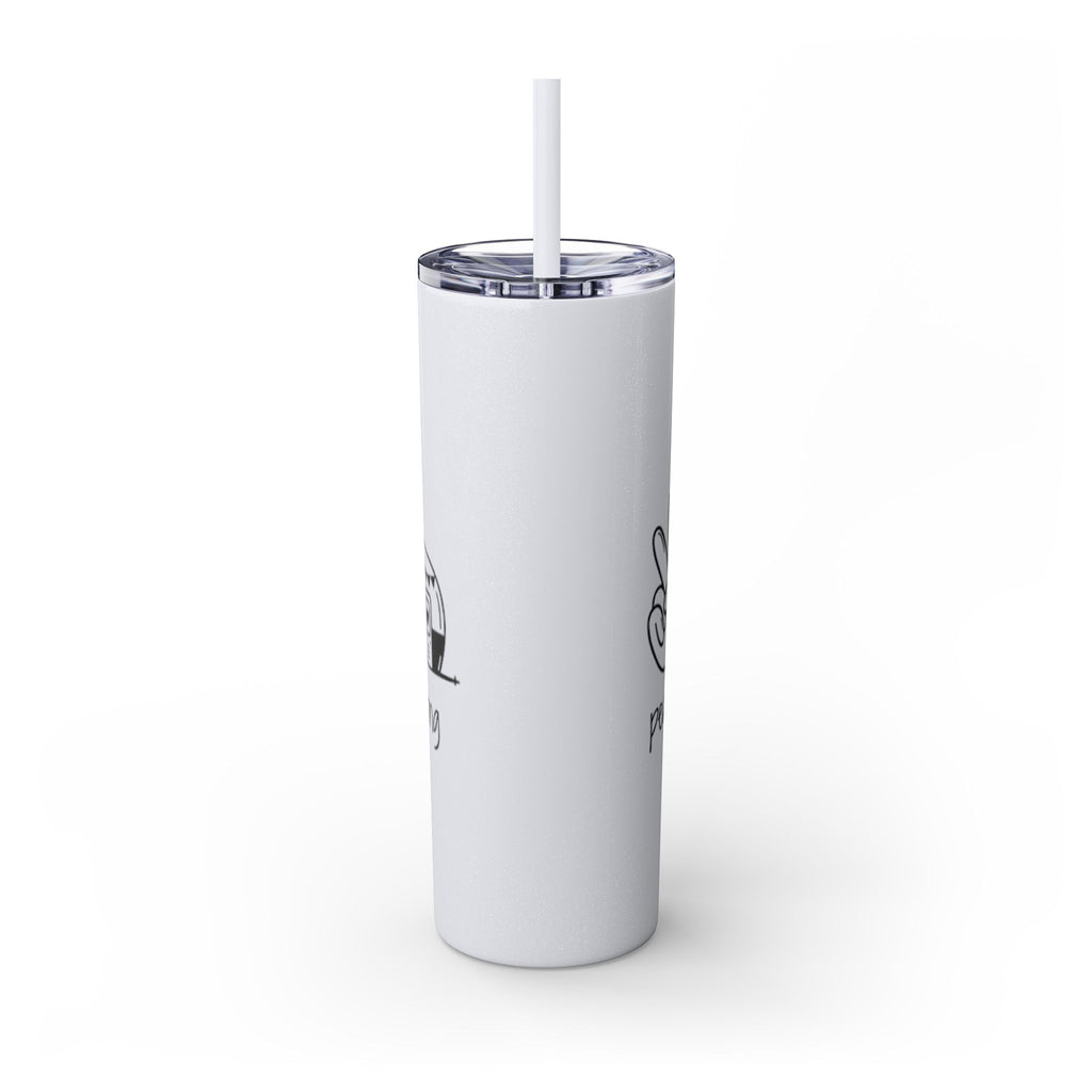Peace & Love Skinny Tumbler with Straw, 20oz - Stylish Travel Mug for Water, Juice, and Smoothies