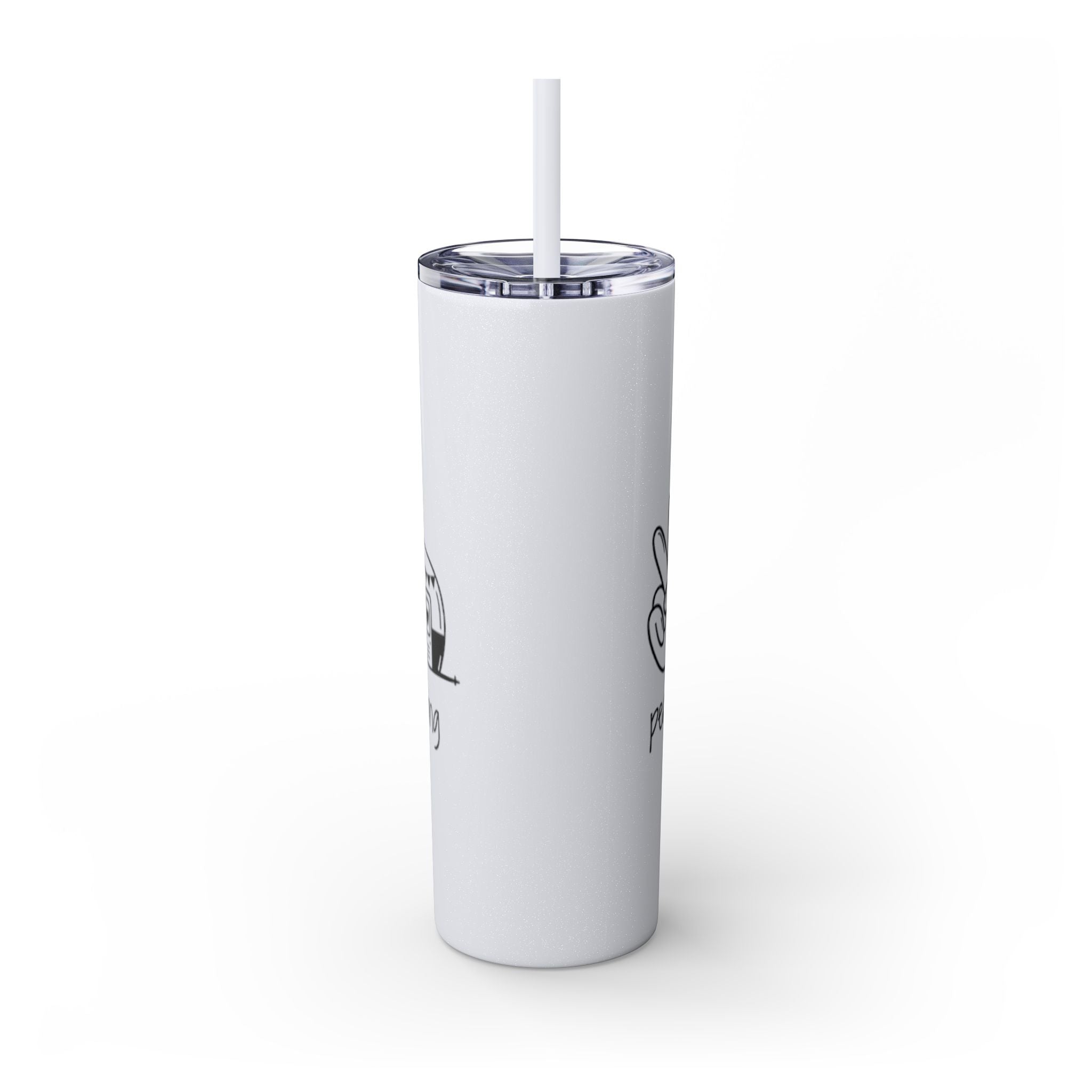Peace & Love Skinny Tumbler with Straw, 20oz - Stylish Travel Mug for Water, Juice, and Smoothies