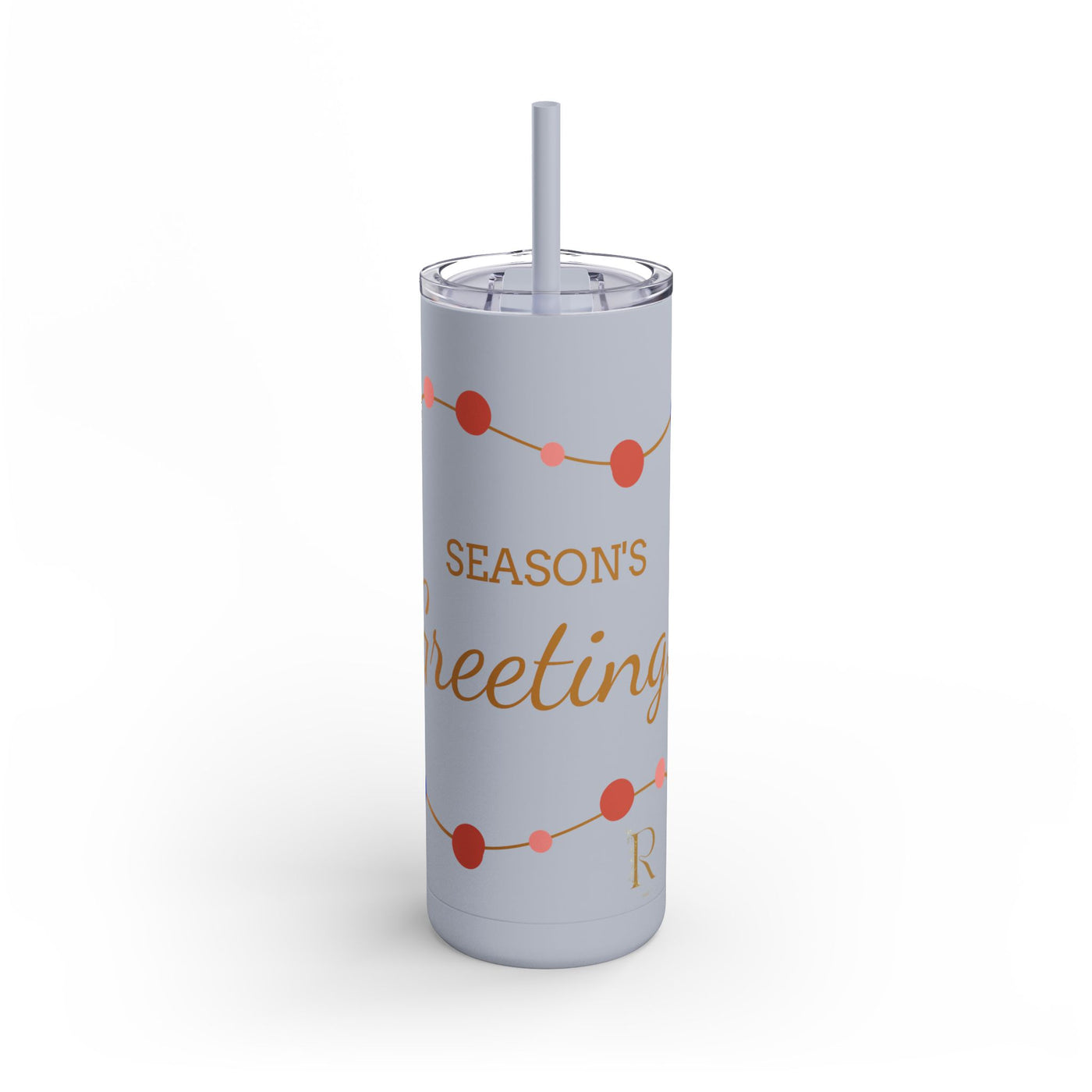 Personalized Season's Greetings Tumbler - 20oz Skinny Matte Drinkware - Roses
