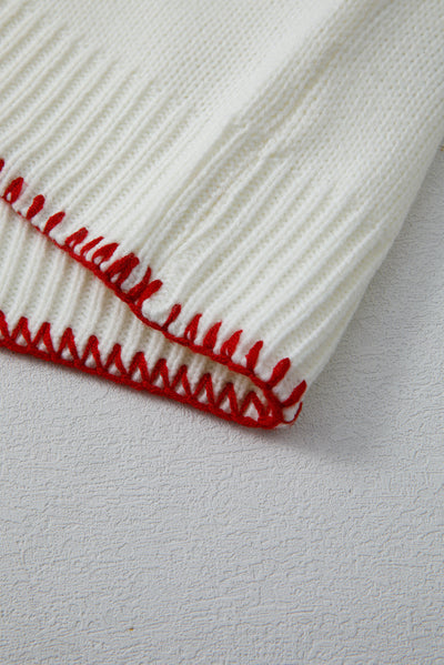 White Sweet Bow Long Sleeve Knit Sweater