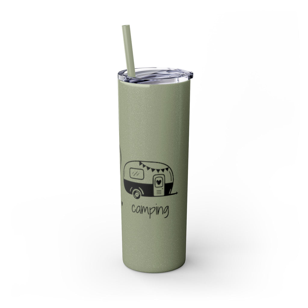 Peace & Love Skinny Tumbler with Straw, 20oz - Stylish Travel Mug for Water, Juice, and Smoothies