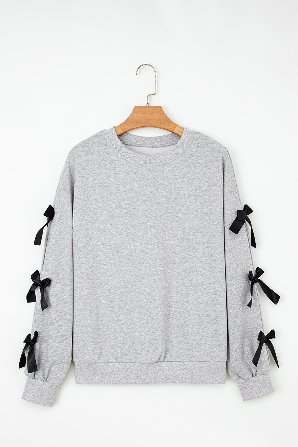 Sweat-shirt de cou rond à manche de gris gris clair
