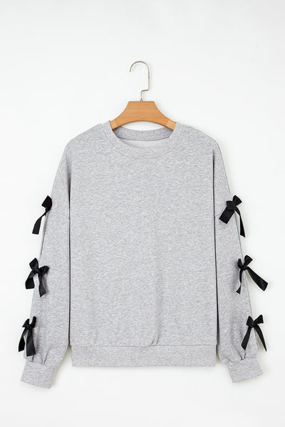 Sweat-shirt de cou rond à manche de gris gris clair