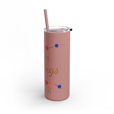 Personalized Season's Greetings Tumbler - 20oz Skinny Matte Drinkware - Roses