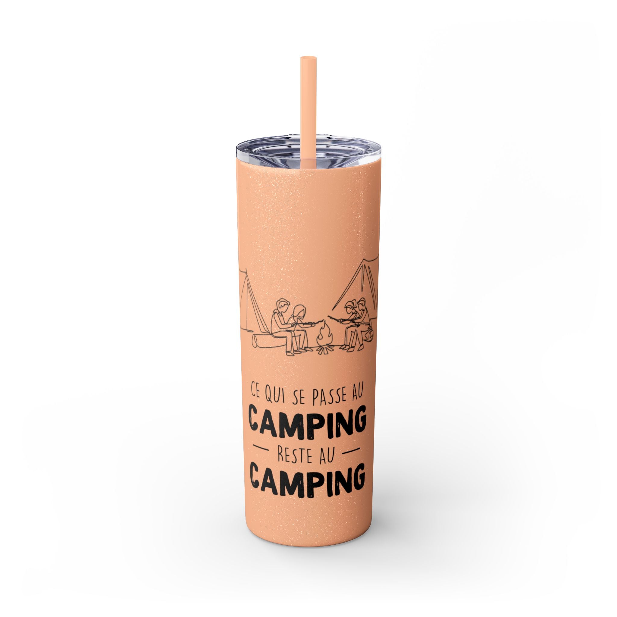 Camping Skinny Tumbler with Straw - 20oz Adventure Travel Mug for Outdoor Lovers - Roses