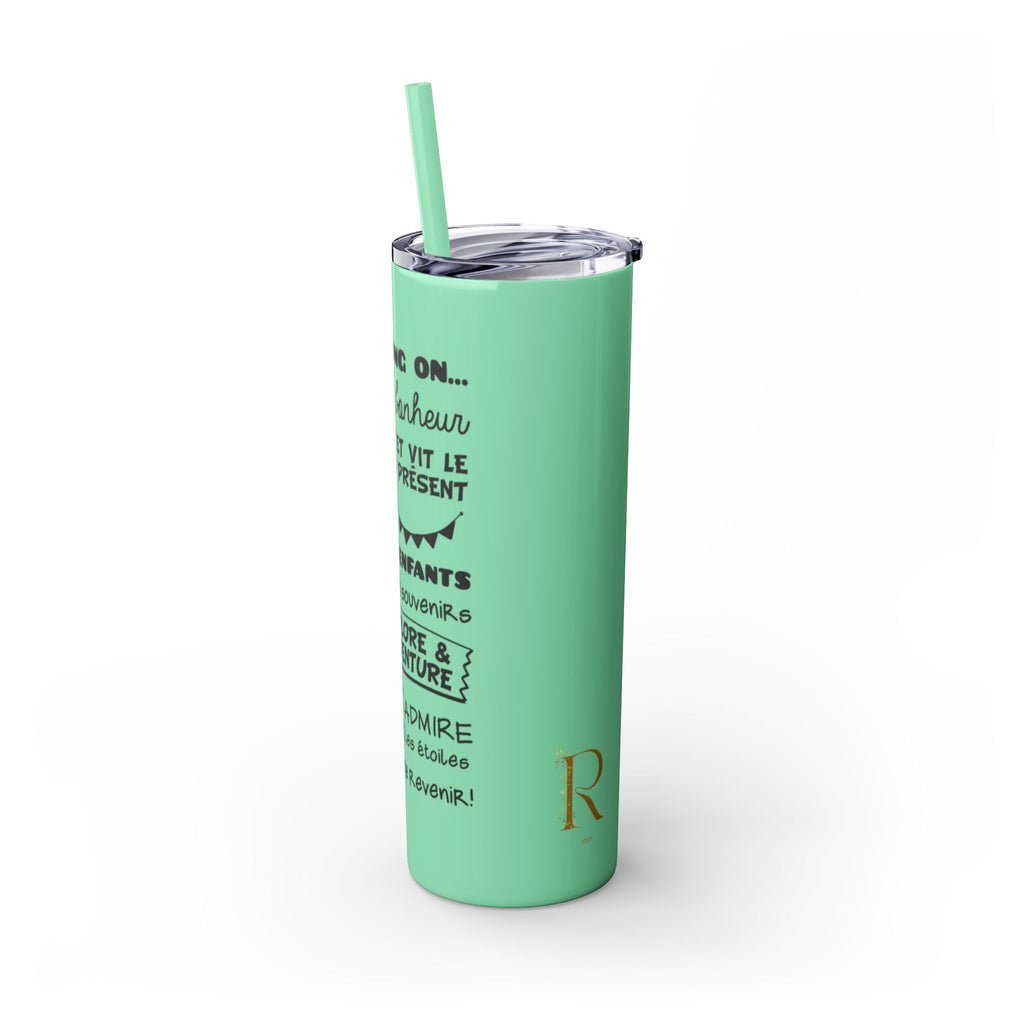 Adventure Camping Skinny Tumbler with Straw – 20oz Insulated Travel Cup for Outdoor Enthusiasts