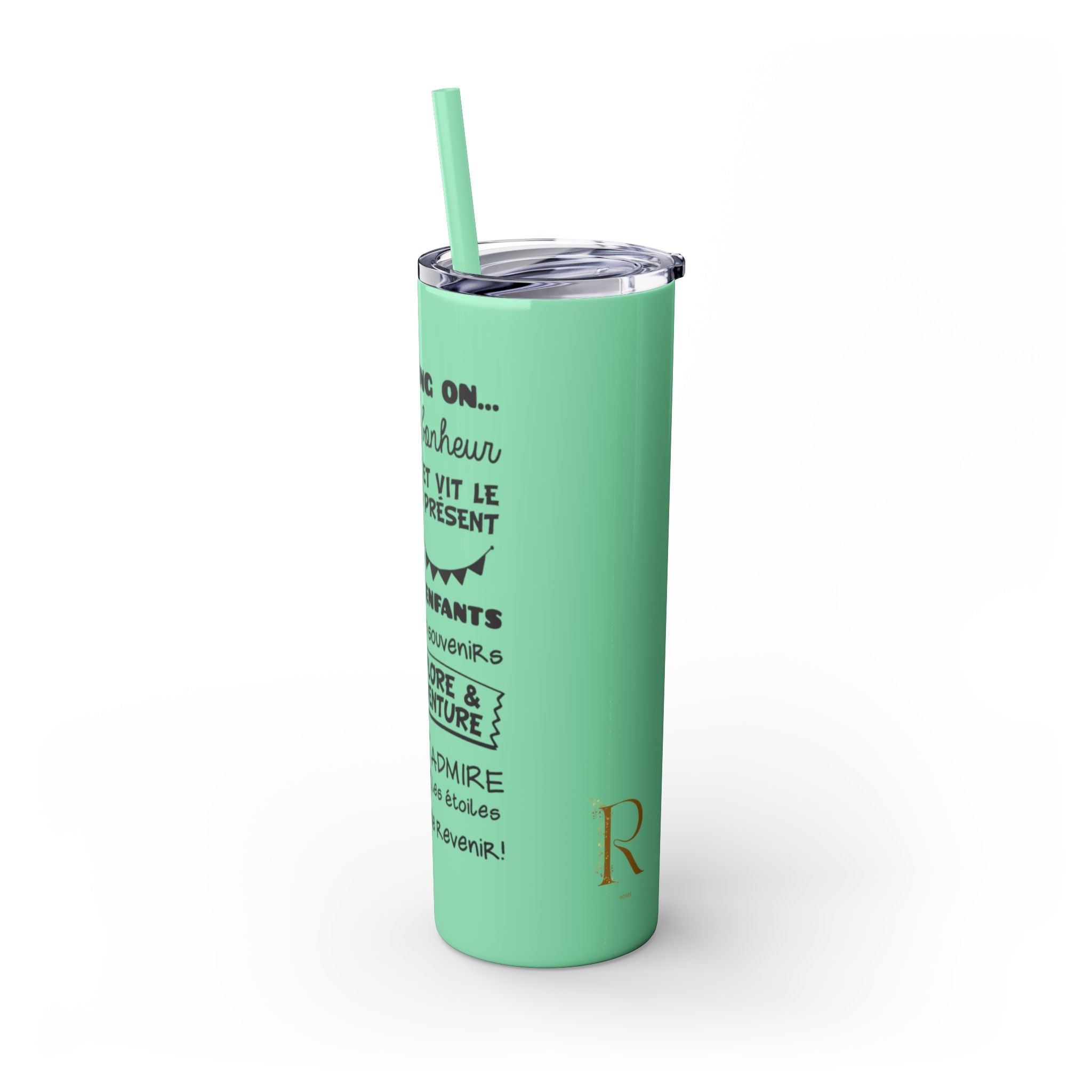 Adventure Camping Skinny Tumbler with Straw – 20oz Insulated Travel Cup for Outdoor Enthusiasts