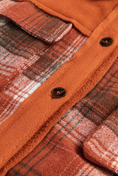 Veste boutonnée kaki à motif écossais