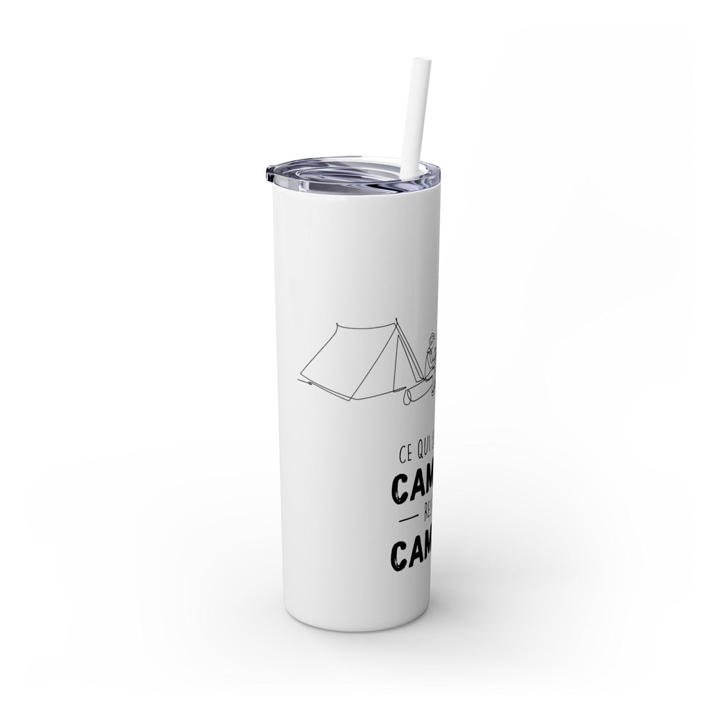 Camping Skinny Tumbler with Straw - 20oz Adventure Travel Mug for Outdoor Lovers - Roses