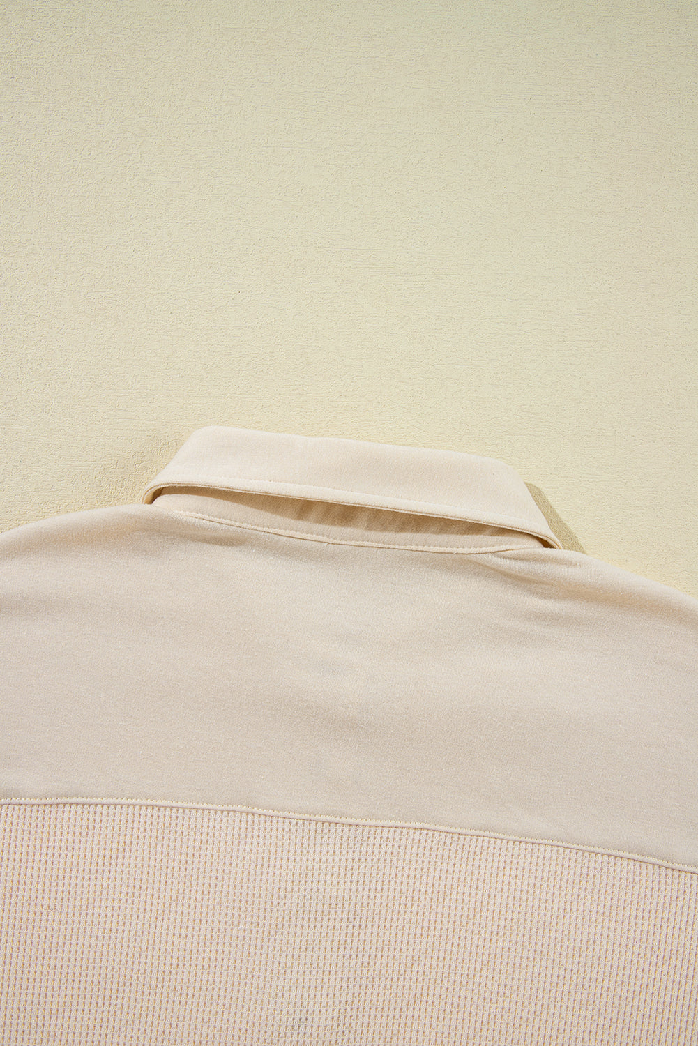 Jet Stream Waffle Long Sleeve Collar Half Button Loose Top - Roses