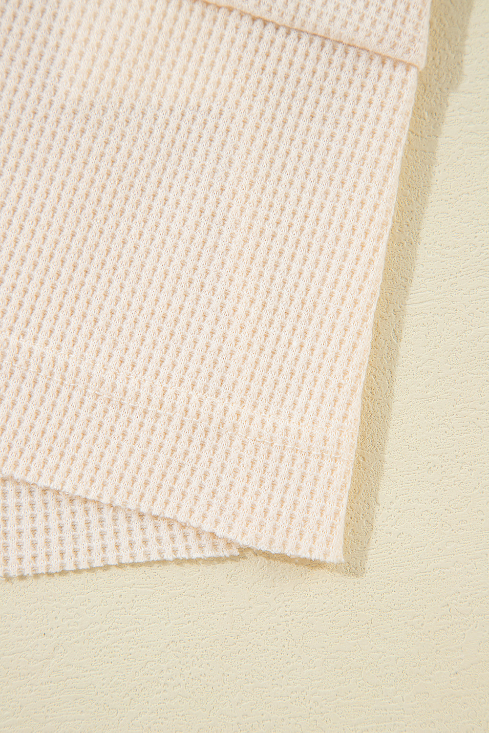 Jet Stream Waffle Long Sleeve Collar Half Button Loose Top - Roses