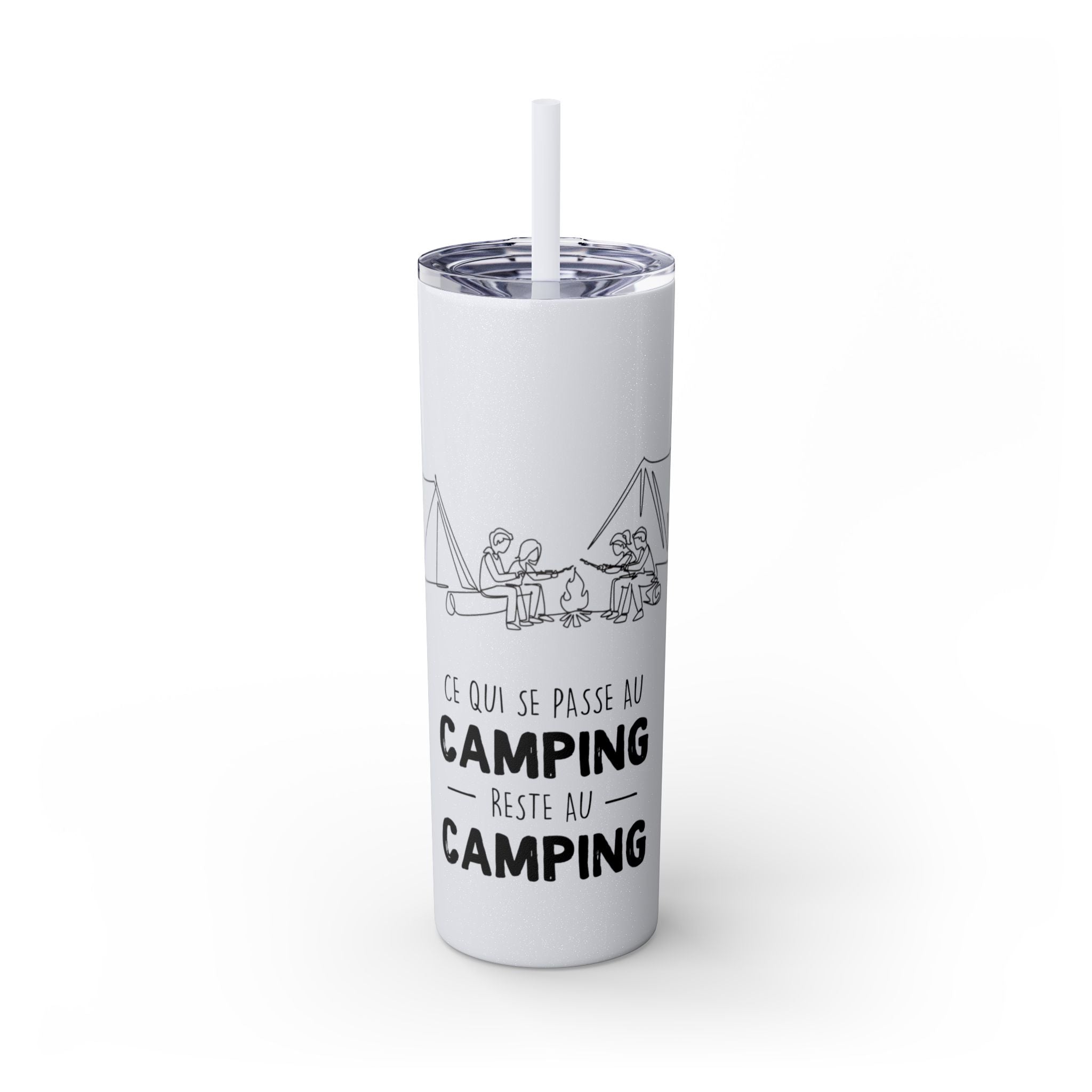 Camping Skinny Tumbler with Straw - 20oz Adventure Travel Mug for Outdoor Lovers - Roses