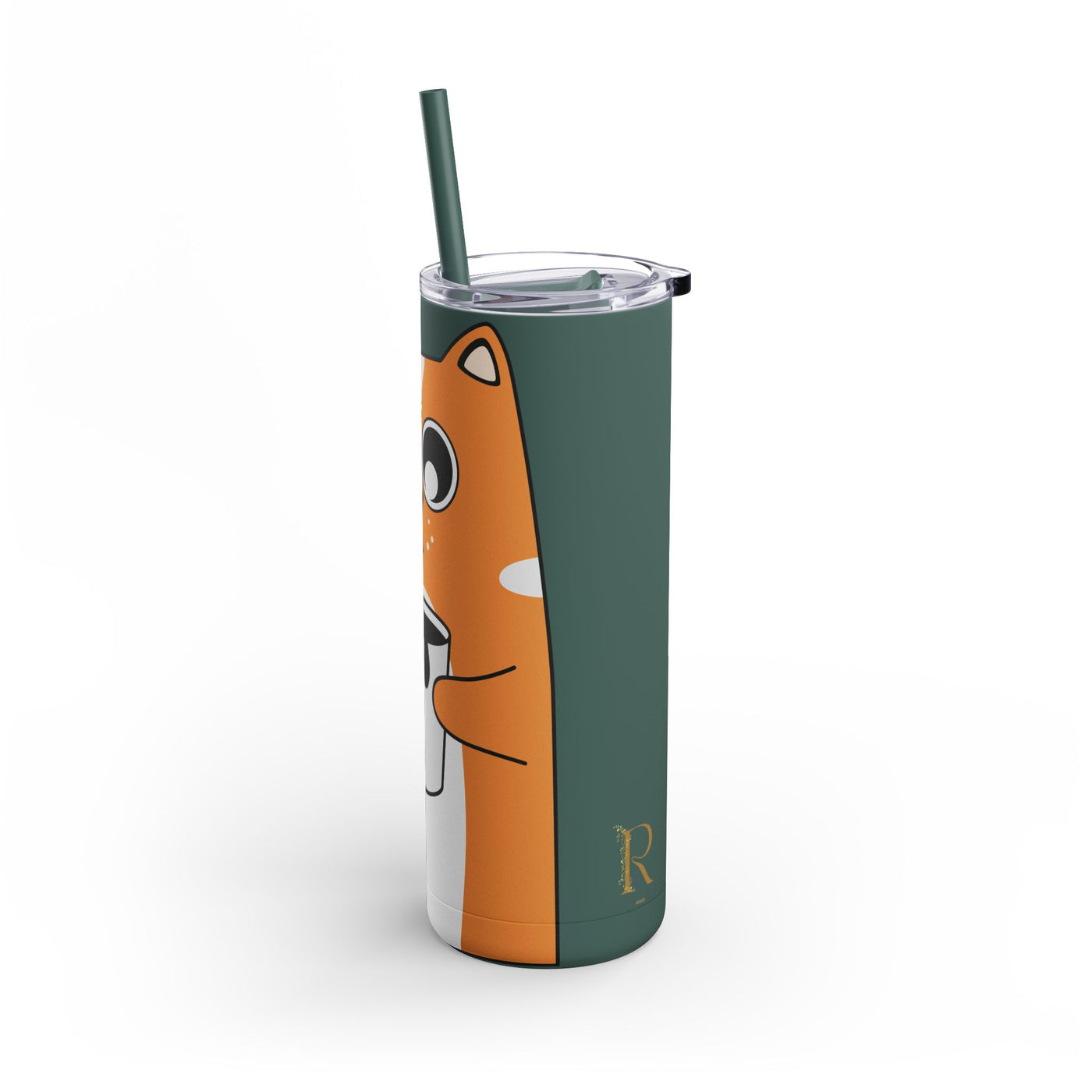 Cute Cat-Themed 20oz Skinny Tumbler for Coffee Lovers - Roses