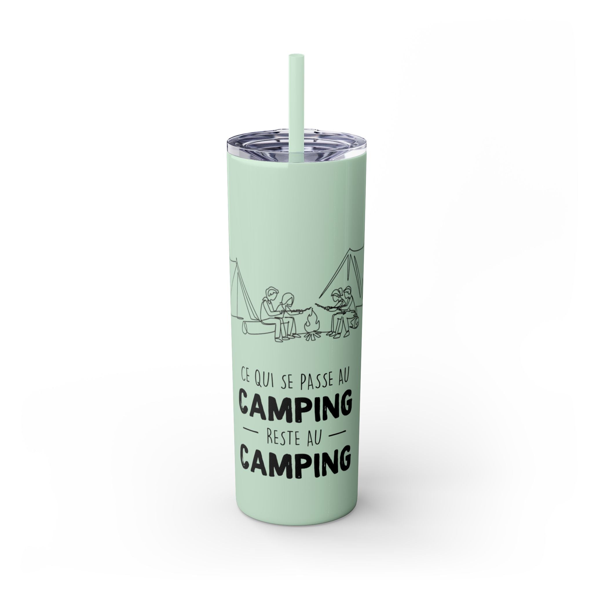Camping Skinny Tumbler with Straw - 20oz Adventure Travel Mug for Outdoor Lovers - Roses