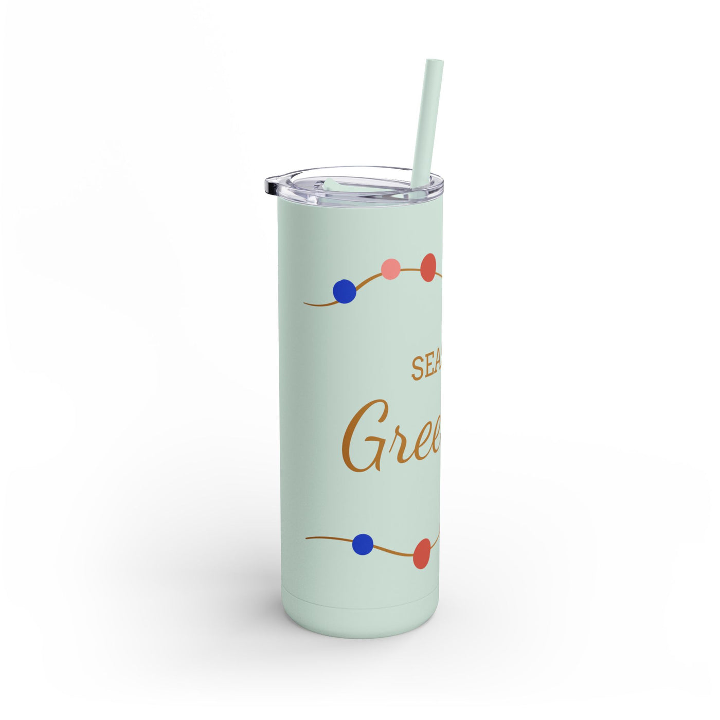 Personalized Season's Greetings Tumbler - 20oz Skinny Matte Drinkware - Roses
