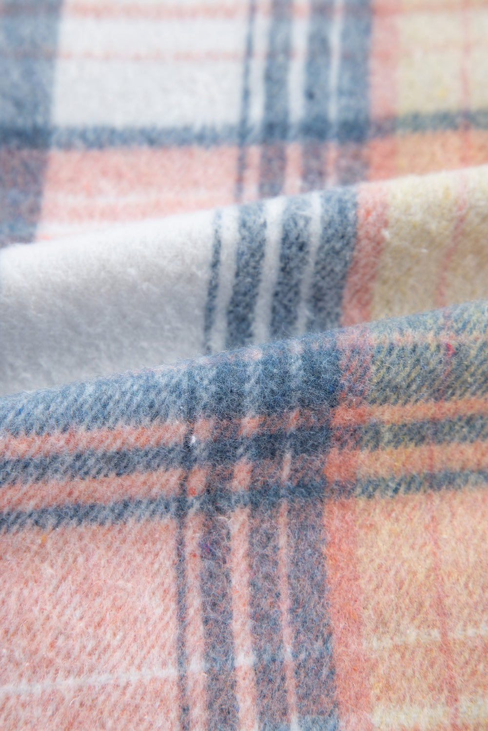 Cinnamon Plaid Corduroy Patchwork Pocket Loose Shacket - Roses