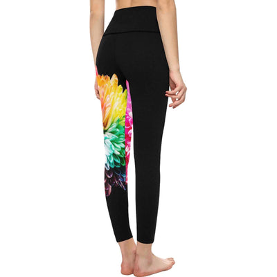 Women's High-Waisted Leggings (Model L36) - Roses