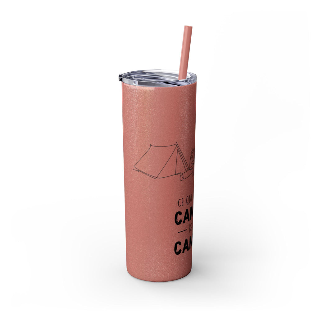 Camping Skinny Tumbler with Straw - 20oz Adventure Travel Mug for Outdoor Lovers - Roses