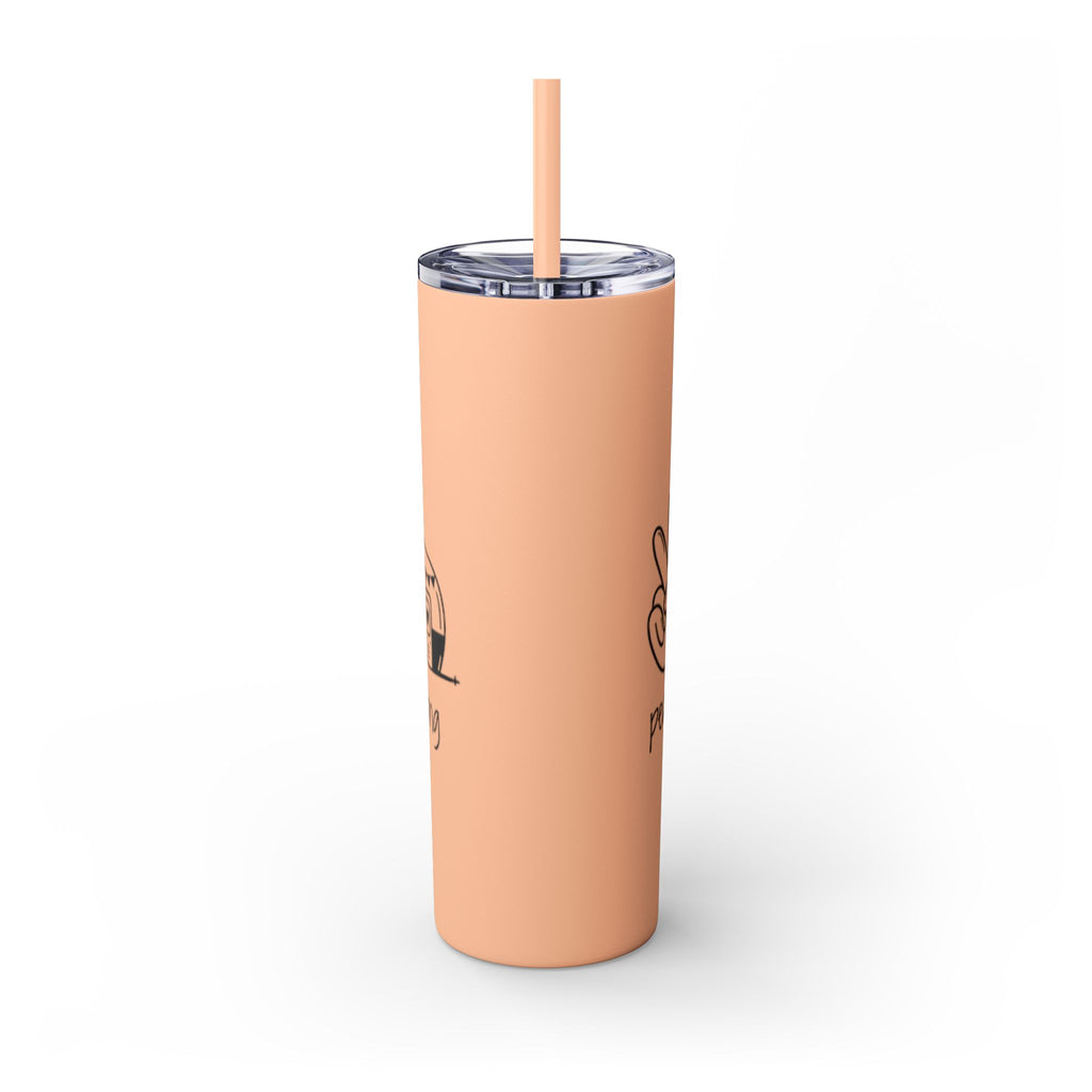 Peace & Love Skinny Tumbler with Straw, 20oz - Stylish Travel Mug for Water, Juice, and Smoothies