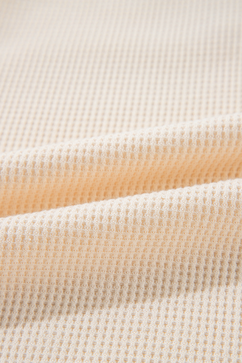 Jet Stream Waffle Long Sleeve Collar Half Button Loose Top - Roses