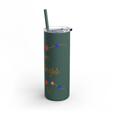 Personalized Season's Greetings Tumbler - 20oz Skinny Matte Drinkware - Roses