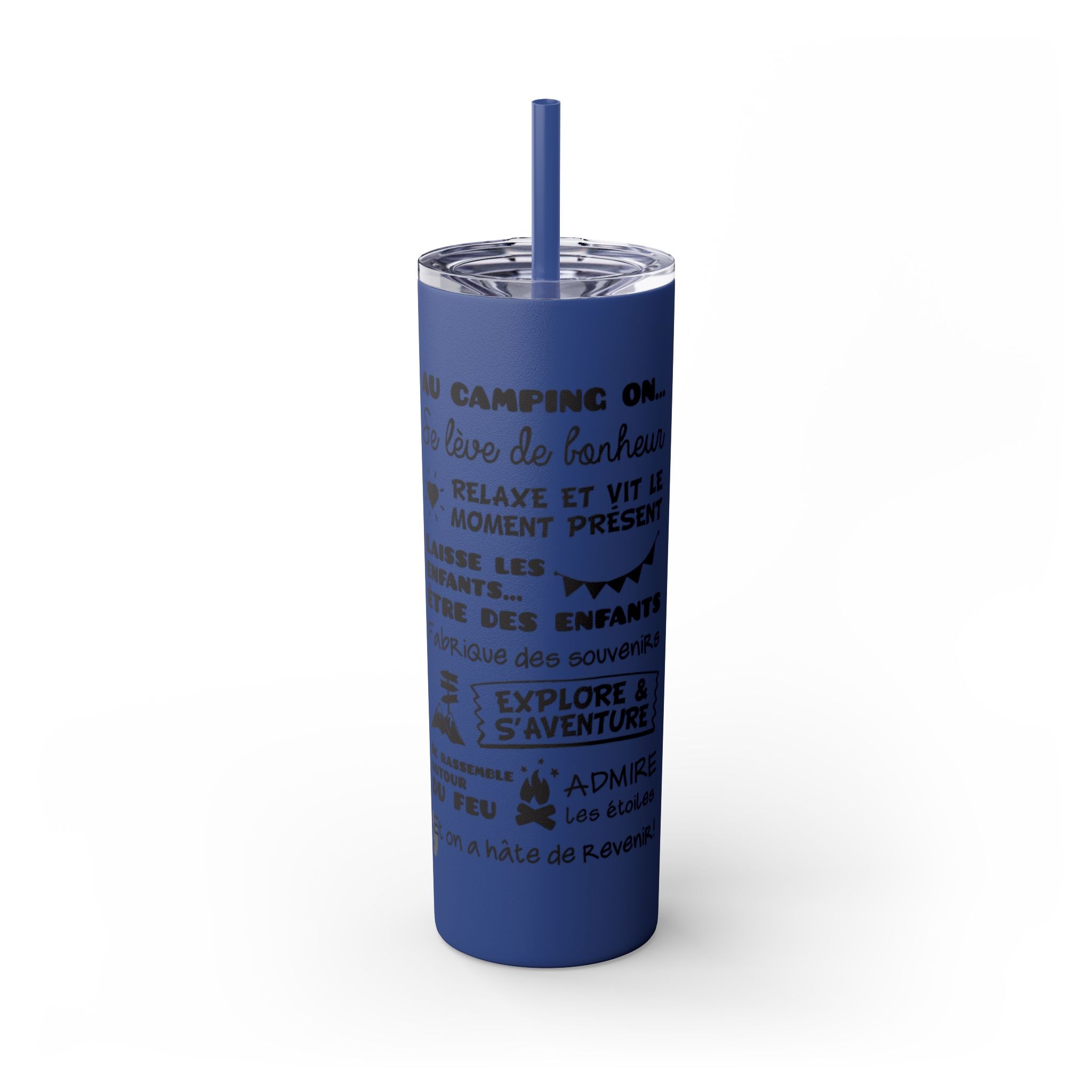 Adventure Camping Skinny Tumbler with Straw – 20oz Insulated Travel Cup for Outdoor Enthusiasts - Roses