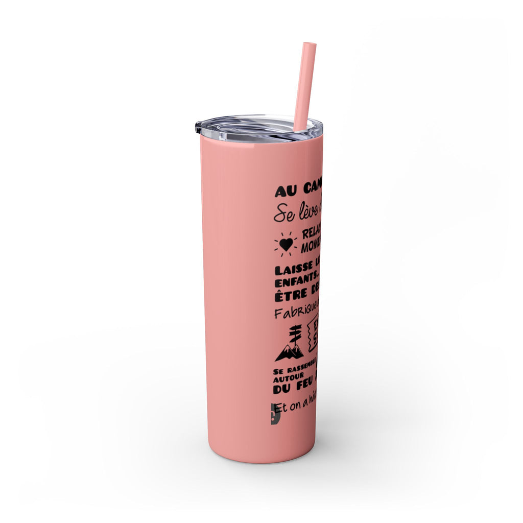 Adventure Camping Skinny Tumbler with Straw – 20oz Insulated Travel Cup for Outdoor Enthusiasts - Roses