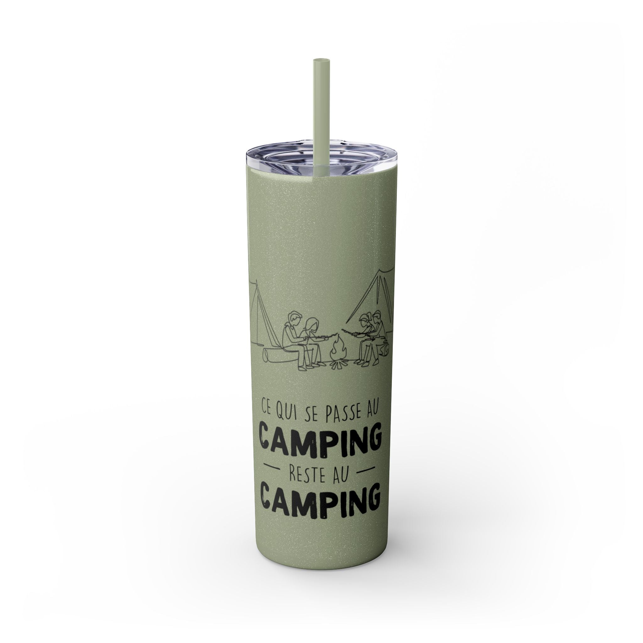 Camping Skinny Tumbler with Straw - 20oz Adventure Travel Mug for Outdoor Lovers - Roses