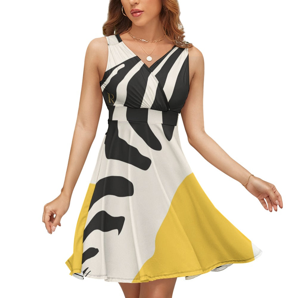 Ladies Sleeveless Dot Dress - Roses