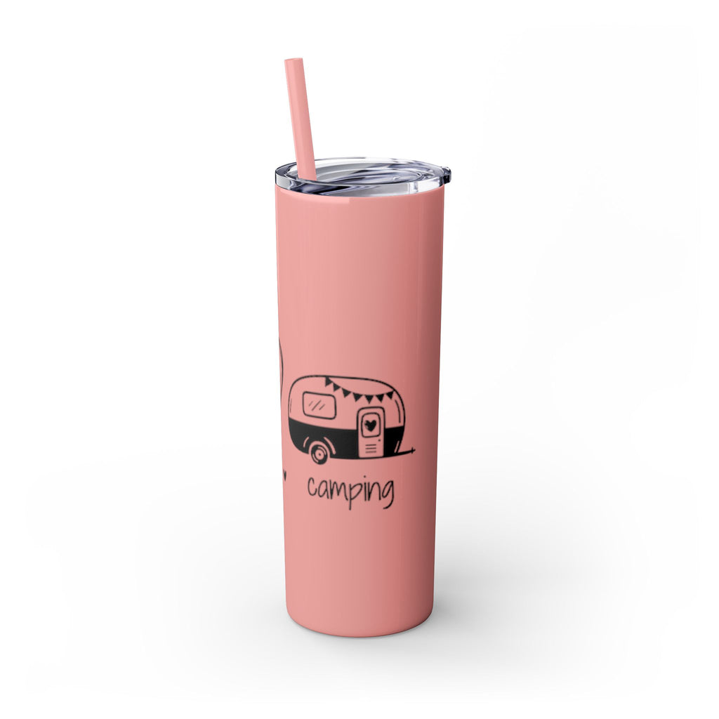 Peace & Love Skinny Tumbler with Straw, 20oz - Stylish Travel Mug for Water, Juice, and Smoothies - Roses