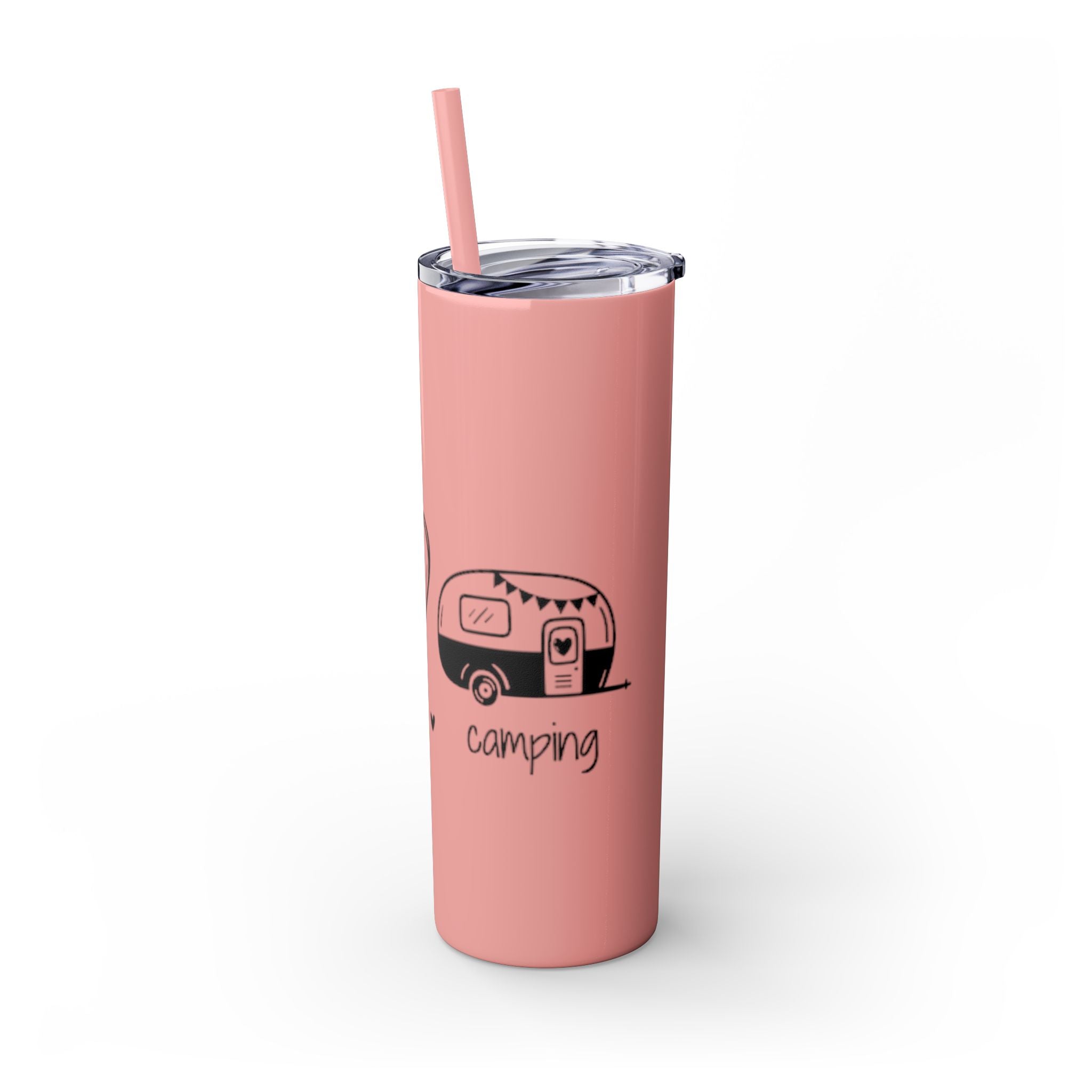 Peace & Love Skinny Tumbler with Straw, 20oz - Stylish Travel Mug for Water, Juice, and Smoothies - Roses