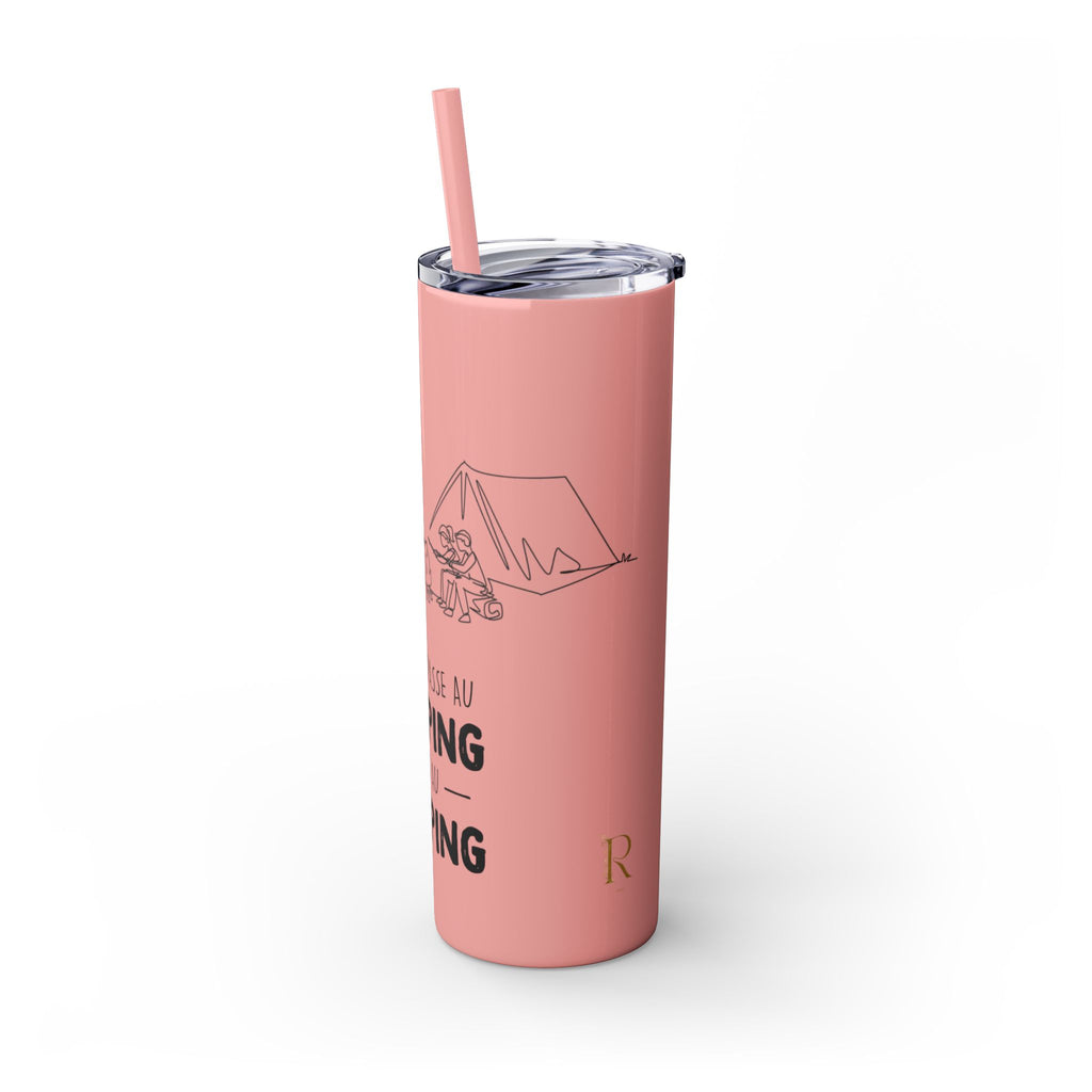 Camping Skinny Tumbler with Straw - 20oz Adventure Travel Mug for Outdoor Lovers - Roses