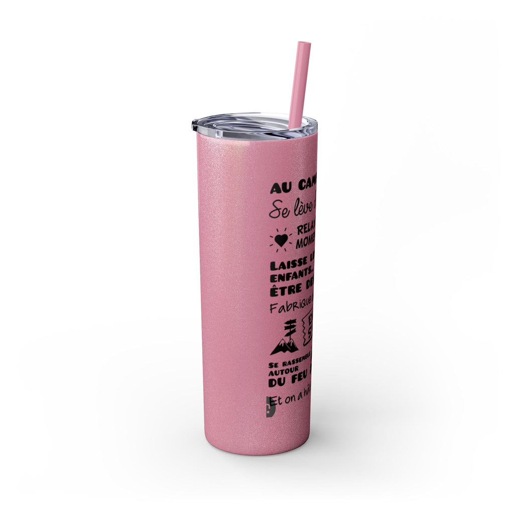 Adventure Camping Skinny Tumbler with Straw – 20oz Insulated Travel Cup for Outdoor Enthusiasts