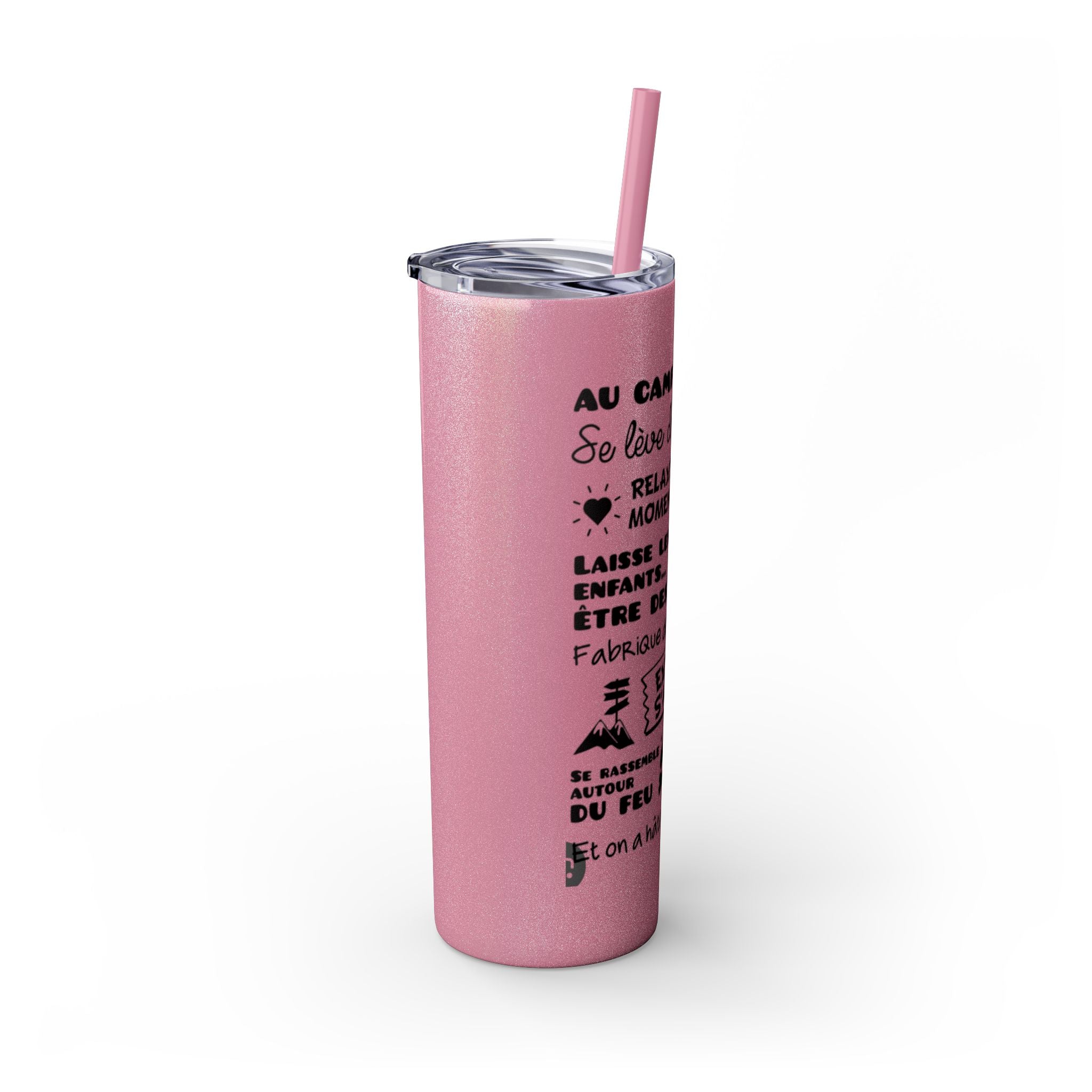 Adventure Camping Skinny Tumbler with Straw – 20oz Insulated Travel Cup for Outdoor Enthusiasts
