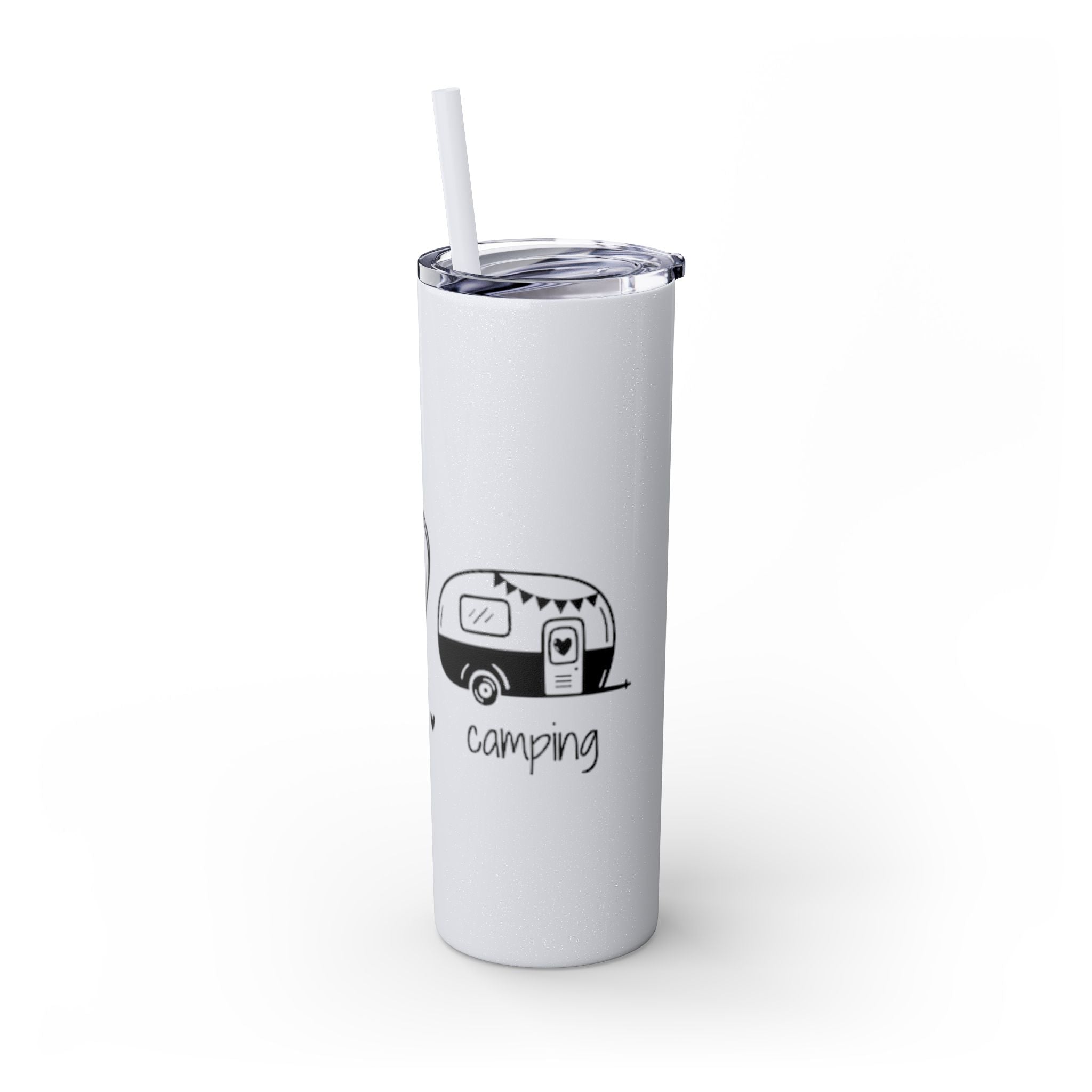 Peace & Love Skinny Tumbler with Straw, 20oz - Stylish Travel Mug for Water, Juice, and Smoothies
