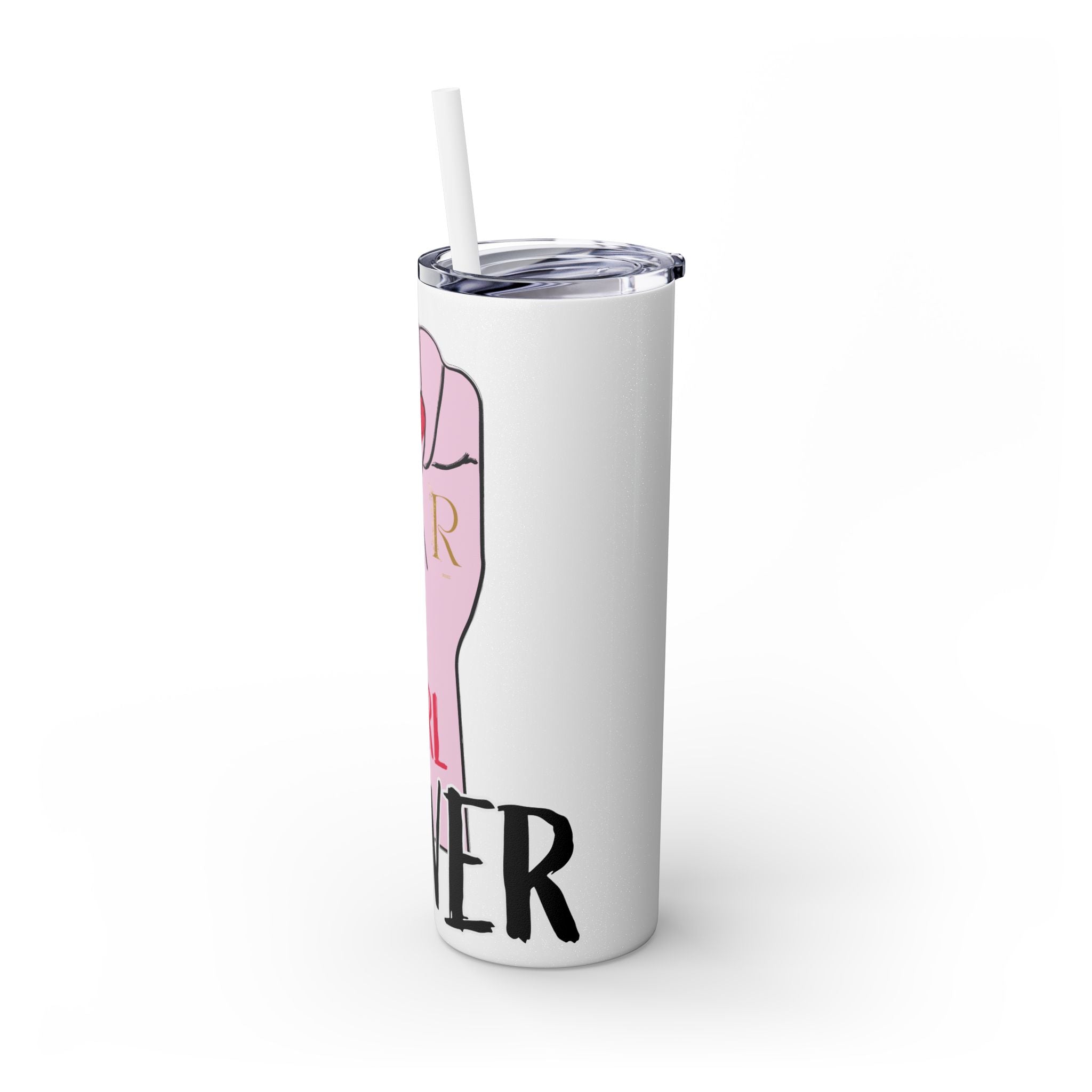 Empowered Girl Power Skinny Tumbler with Straw, 20oz - Roses