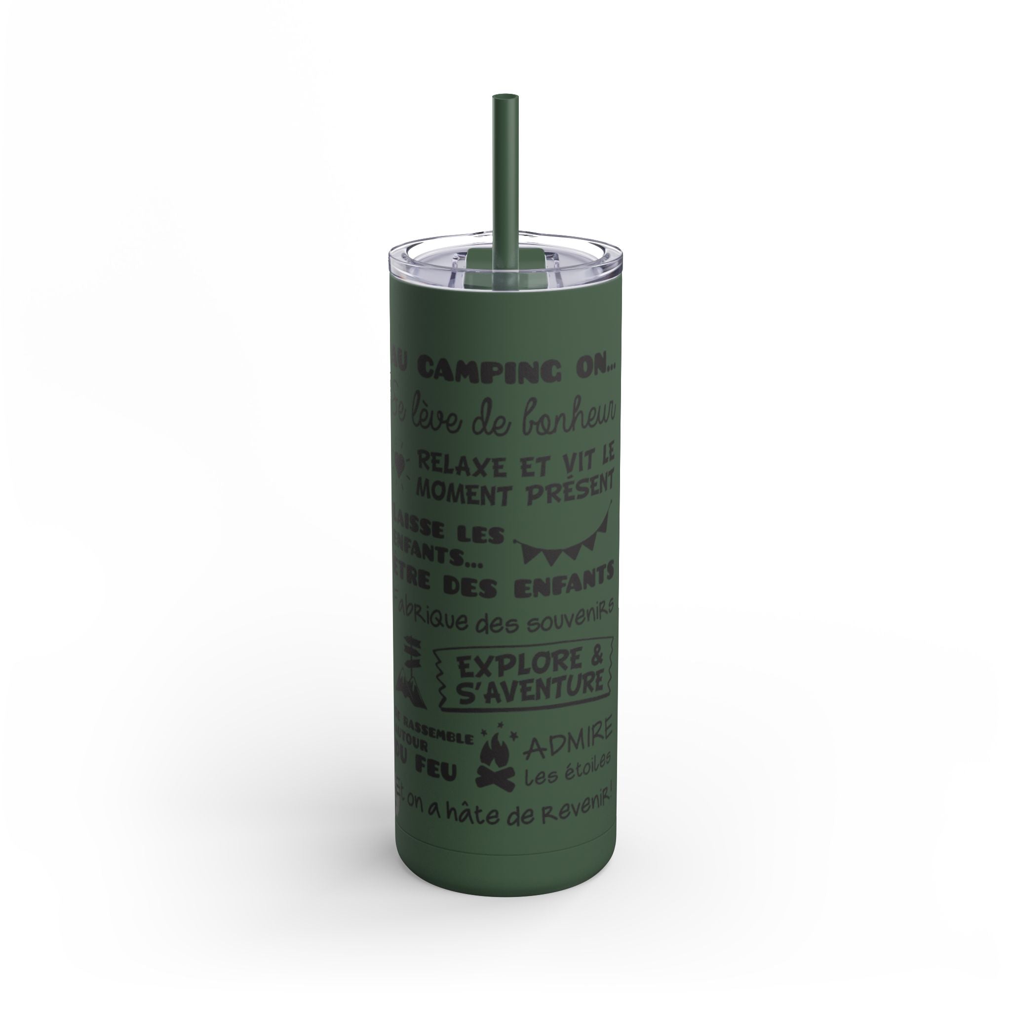 Outdoor Adventure Tumbler - 20oz Skinny Matte Drinkware with Inspirational Quotes - Roses