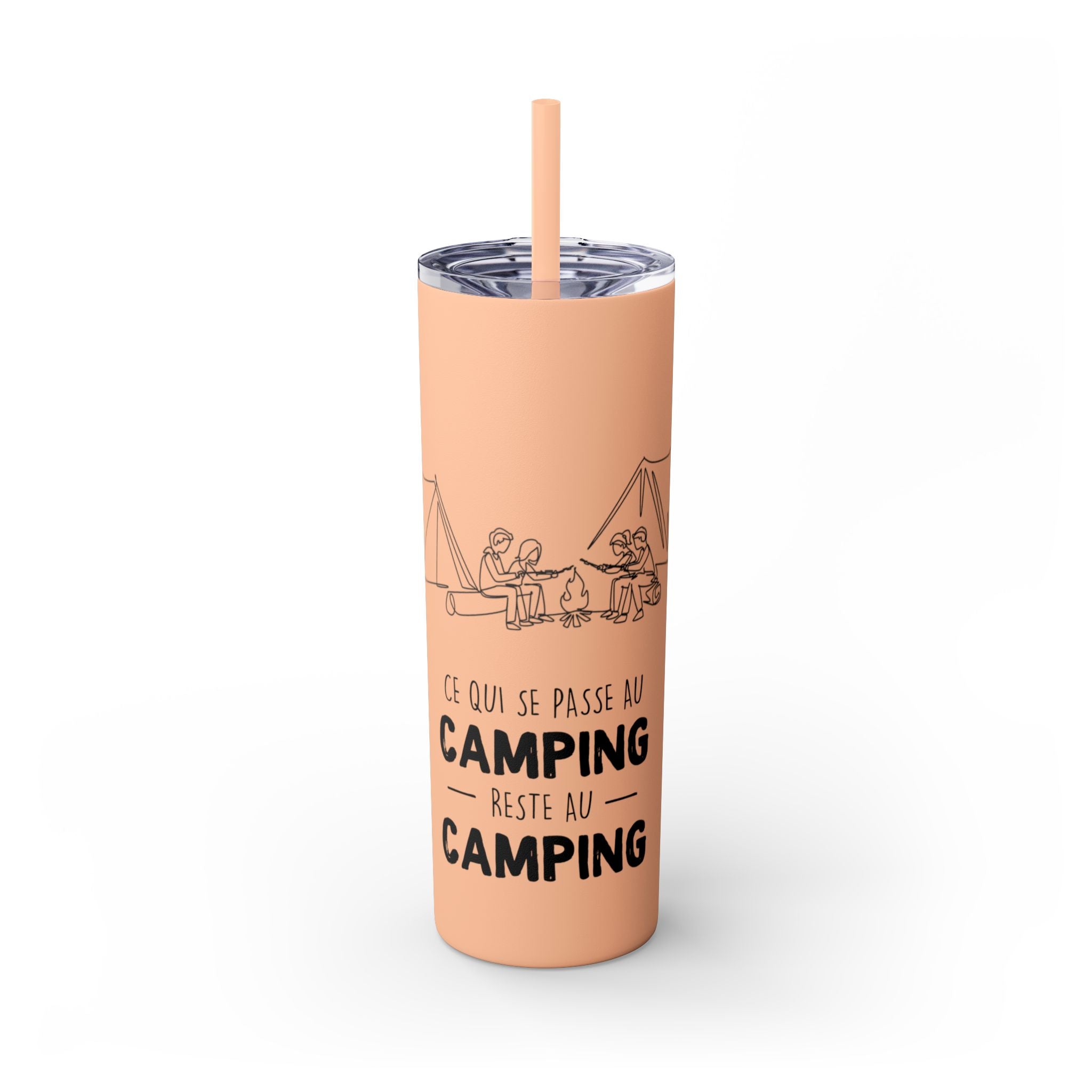 Camping Skinny Tumbler with Straw - 20oz Adventure Travel Mug for Outdoor Lovers - Roses