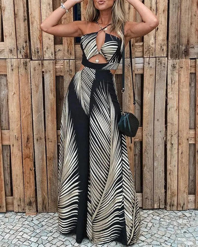 Summer Women Digital Printing Sexy Beach Women Jumpsuit - Roses