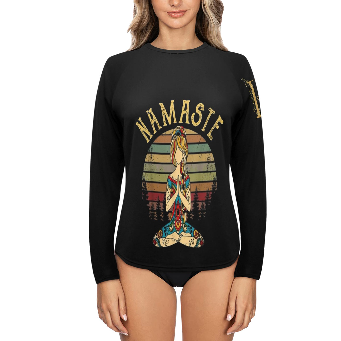 Women's Long Sleeve Swim Shirt UV - Roses