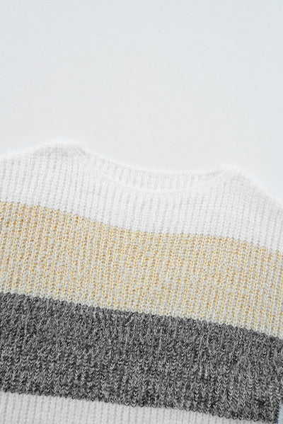 Robe pull grise à rayures