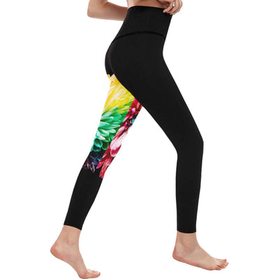 Women's High-Waisted Leggings (Model L36) - Roses