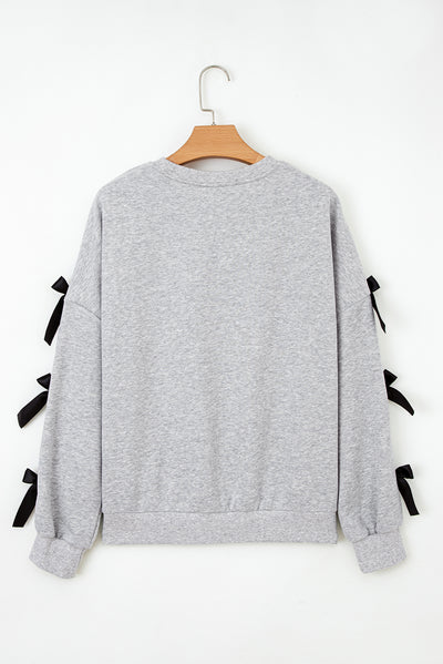 Sweat-shirt de cou rond à manche de gris gris clair