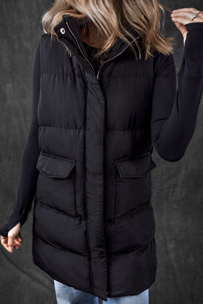 Gilet matelassé noir coupe-vent long