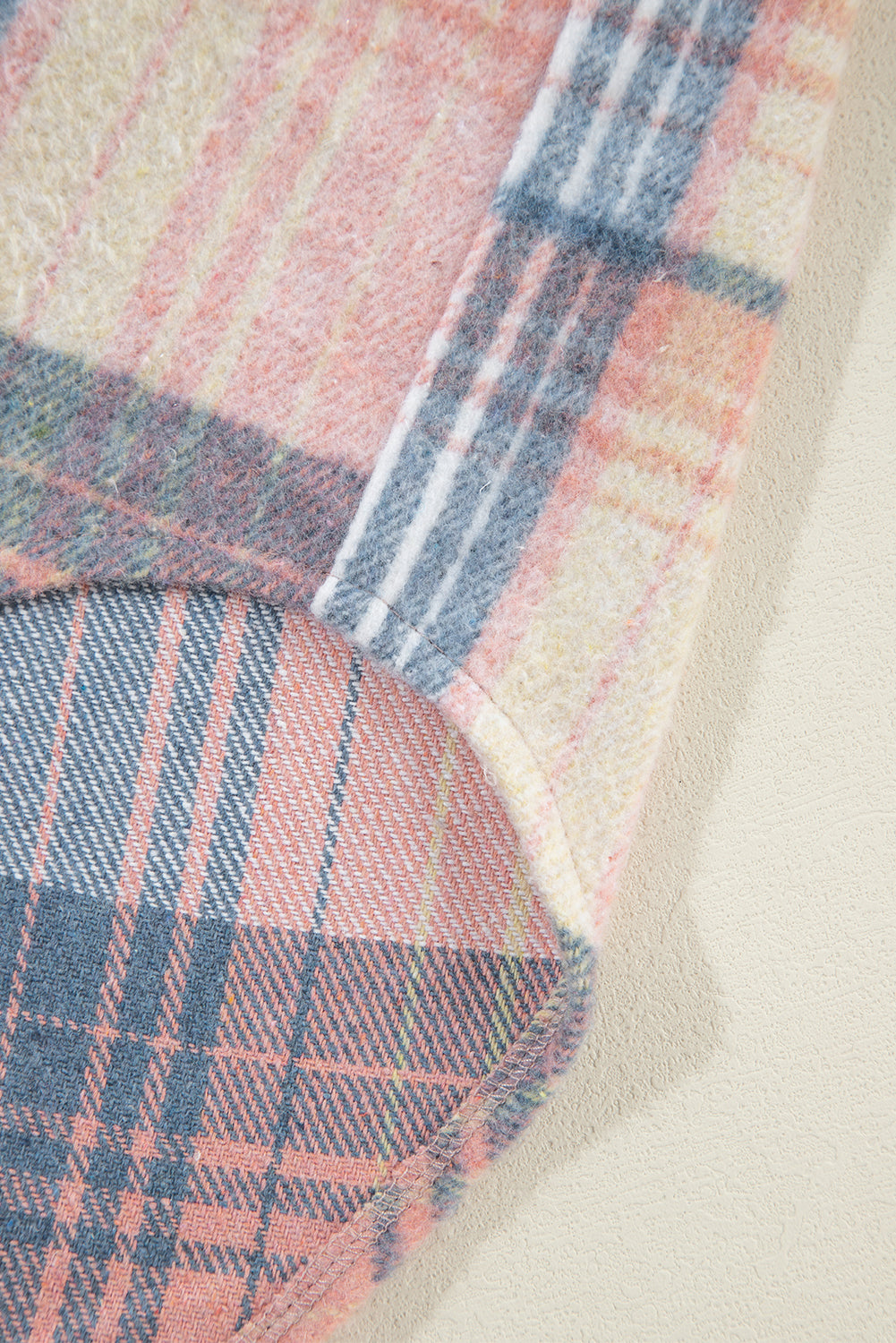 Cinnamon Plaid Corduroy Patchwork Pocket Loose Shacket - Roses